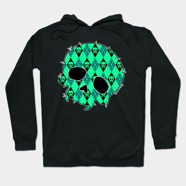 Teal Argyle Skull Hoodie by Jan Grackle